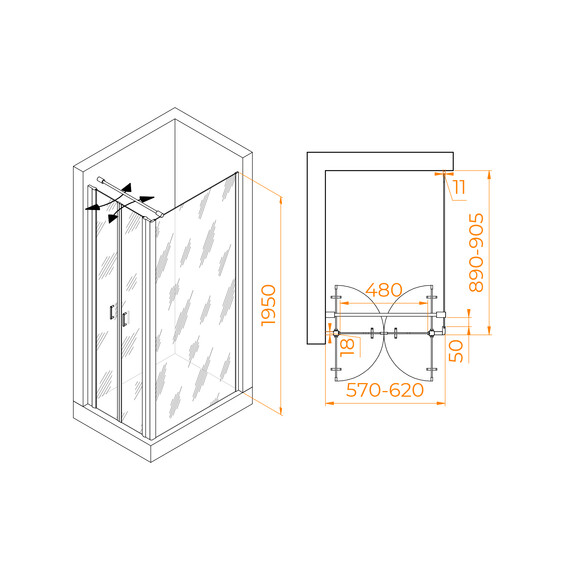 ДУШЕВОЙ УГОЛОК RGW PA-144B (PA-104B+Z-050-2B+O-104B)