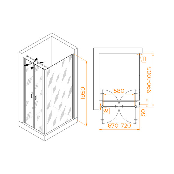 ДУШЕВОЙ УГОЛОК RGW PA-144 (PA-104+Z-050-2+O-104)