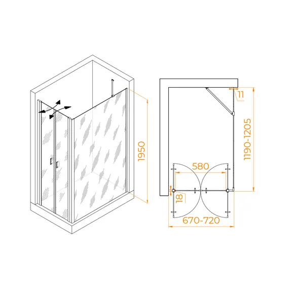 ДУШЕВОЙ УГОЛОК RGW PA-144B (PA-104B+Z-050-2B+O-204B)