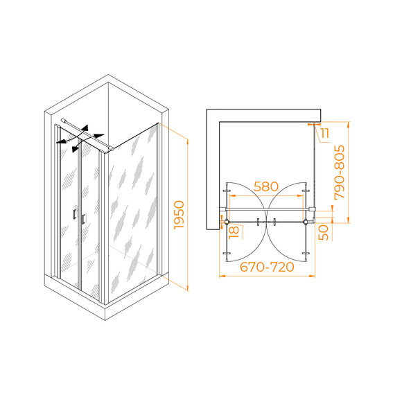 ДУШЕВОЙ УГОЛОК RGW PA-144 (PA-104+Z-050-2+O-104)
