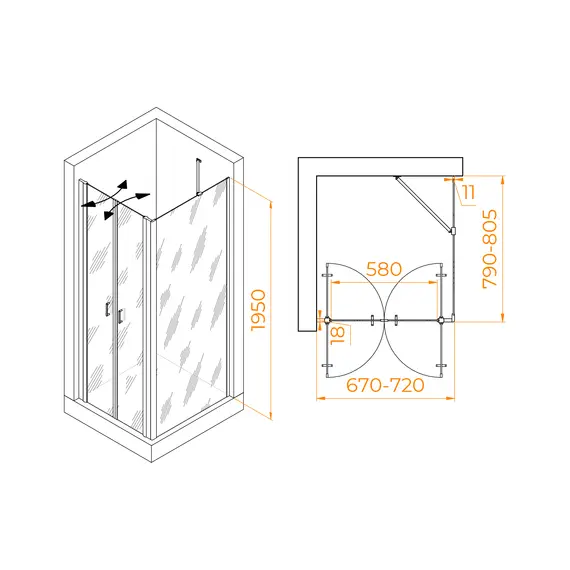 ДУШЕВОЙ УГОЛОК RGW PA-144 (PA-104+Z-050-2+O-204)