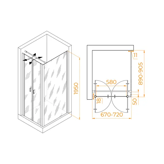 ДУШЕВОЙ УГОЛОК RGW PA-144B (PA-104B+Z-050-2B+O-104B)