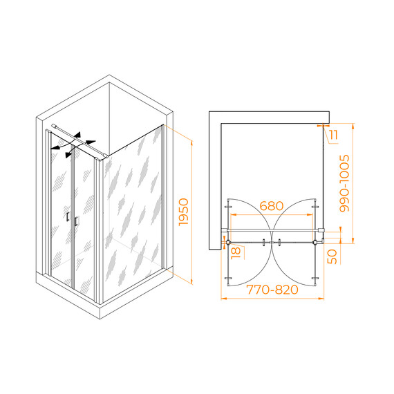 ДУШЕВОЙ УГОЛОК RGW PA-144 (PA-104+Z-050-2+O-104)