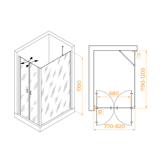 ДУШЕВОЙ УГОЛОК RGW PA-144 (PA-104+Z-050-2+O-204)