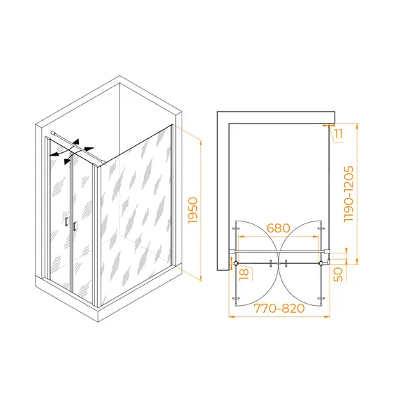 ДУШЕВОЙ УГОЛОК RGW PA-144B (PA-104B+Z-050-2B+O-104B)