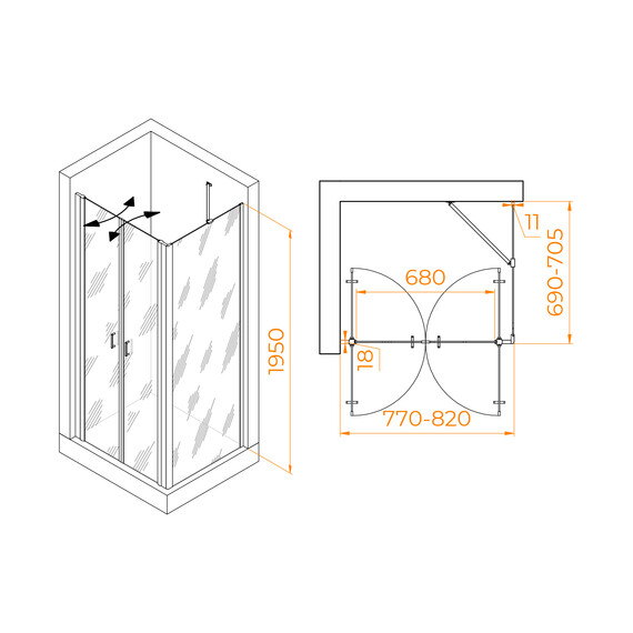 ДУШЕВОЙ УГОЛОК RGW PA-144 (PA-104+Z-050-2+O-204)