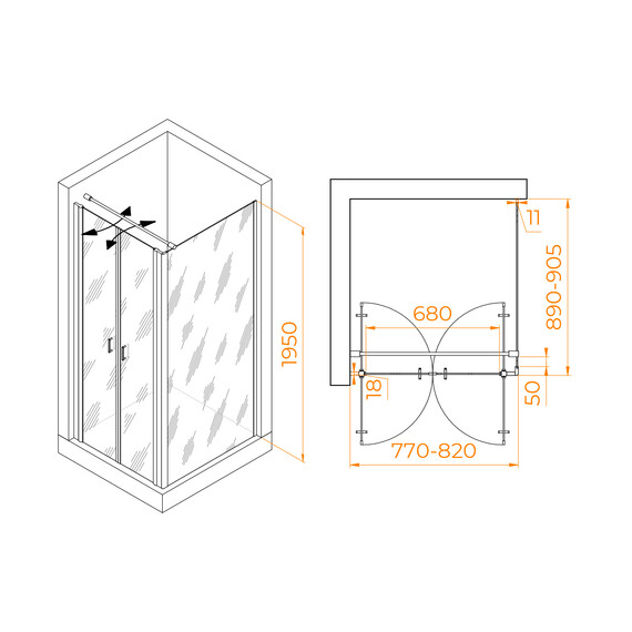 ДУШЕВОЙ УГОЛОК RGW PA-144 (PA-104+Z-050-2+O-104)