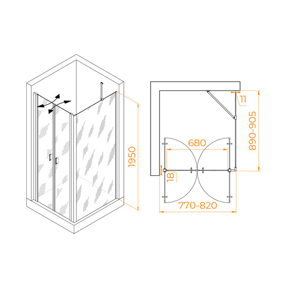 ДУШЕВОЙ УГОЛОК RGW PA-144 (PA-104+Z-050-2+O-204)