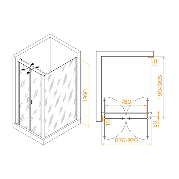 ДУШЕВОЙ УГОЛОК RGW PA-144 (PA-104+Z-050-2+O-104)