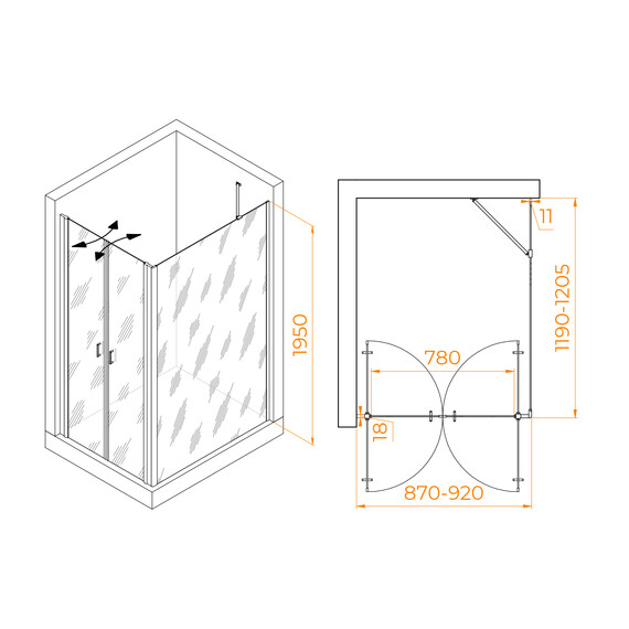 ДУШЕВОЙ УГОЛОК RGW PA-144 (PA-104+Z-050-2+O-204)