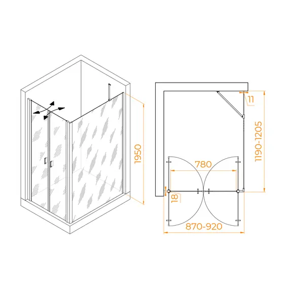 ДУШЕВОЙ УГОЛОК RGW PA-144 (PA-104+Z-050-2+O-204)