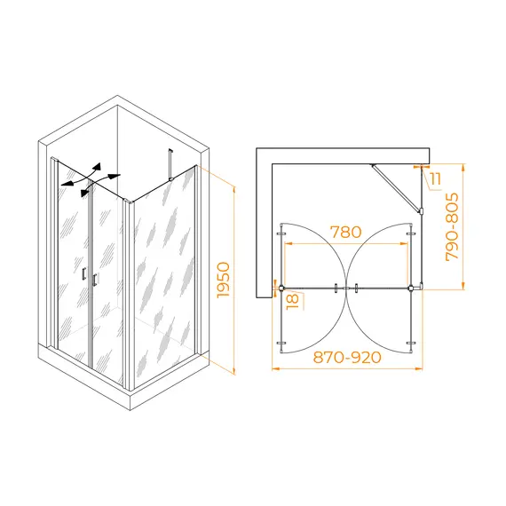 ДУШЕВОЙ УГОЛОК RGW PA-144 (PA-104+Z-050-2+O-204)