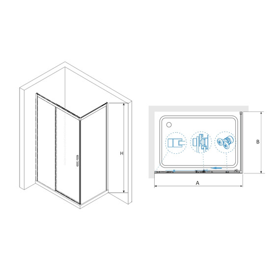 ДУШЕВОЙ УГОЛОК RGW LE-41-1B (LE-12B + Z-060-2B)
