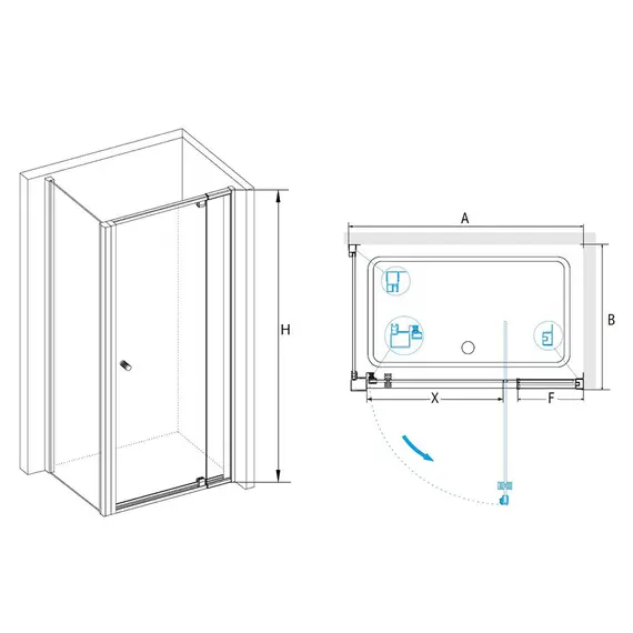 ДУШЕВОЙ УГОЛОК RGW PA-44B (PA-02B + Z-050-1B)