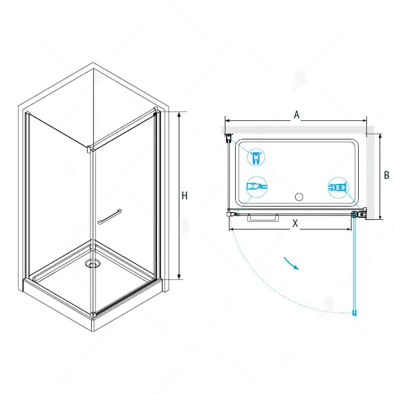 ДУШЕВОЙ УГОЛОК RGW PA-48-1 (PA-03 + Z-060-1 + ДЕРЖАТЕЛЬ)