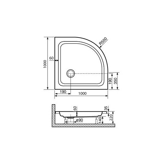 ДУШЕВОЙ ПОДДОН ПОЛУКРУГЛЫЙ RGW STYLE P