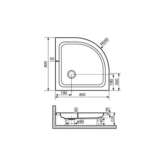 ДУШЕВОЙ ПОДДОН ПОЛУКРУГЛЫЙ RGW STYLE P