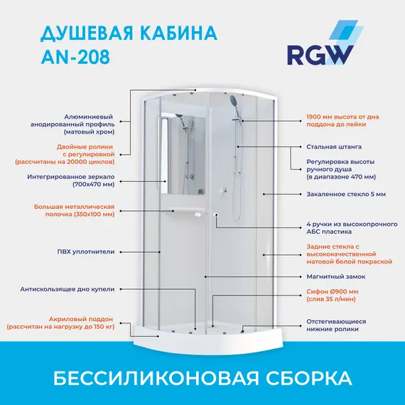 ДУШЕВАЯ КАБИНА RGW AN-208