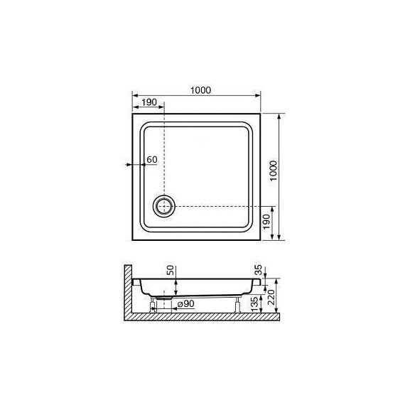 ДУШЕВОЙ ПОДДОН КВАДРАТНЫЙ RGW STYLE