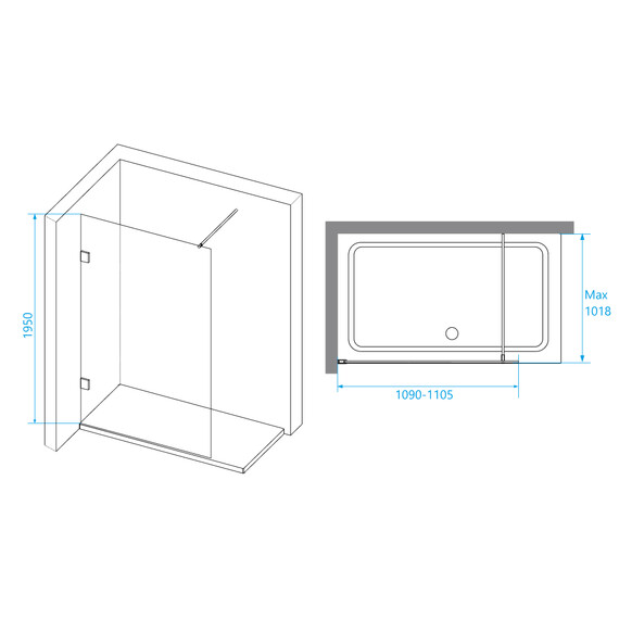 ПЕРЕГОРОДКА ДЛЯ ДУША RGW WA-030-1
