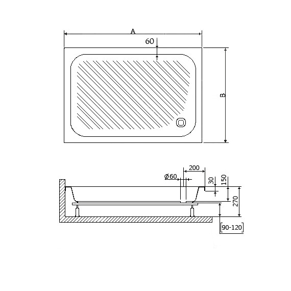 ДУШЕВОЙ ПОДДОН ПРЯМОУГОЛЬНЫЙ RGW B/CL-S