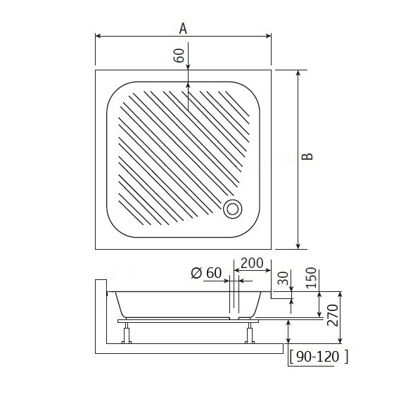 ДУШЕВОЙ ПОДДОН КВАДРАТНЫЙ RGW B/CL-S