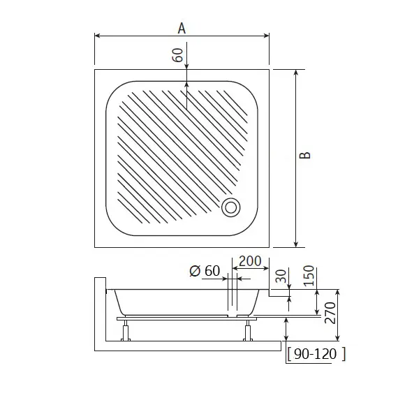 ДУШЕВОЙ ПОДДОН КВАДРАТНЫЙ RGW B/CL-S