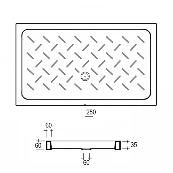 ПОДДОН ДЛЯ ДУША ПРЯМОУГОЛЬНЫЙ КЕРАМИЧЕСКИЙ RGW CR (ГЛУБИНА 75)