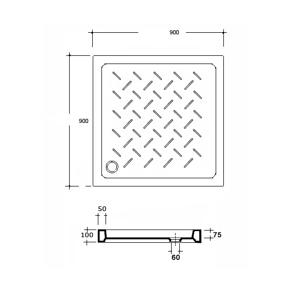 ПОДДОН ДЛЯ ДУША КВАДРАТНЫЙ КЕРАМИЧЕСКИЙ RGW CR ЗОЛОТО 900X900