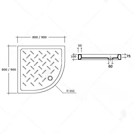 ПОДДОН ДЛЯ ДУША ПОЛУКРУГЛЫЙ КЕРАМИЧЕСКИЙ RGW CR/R