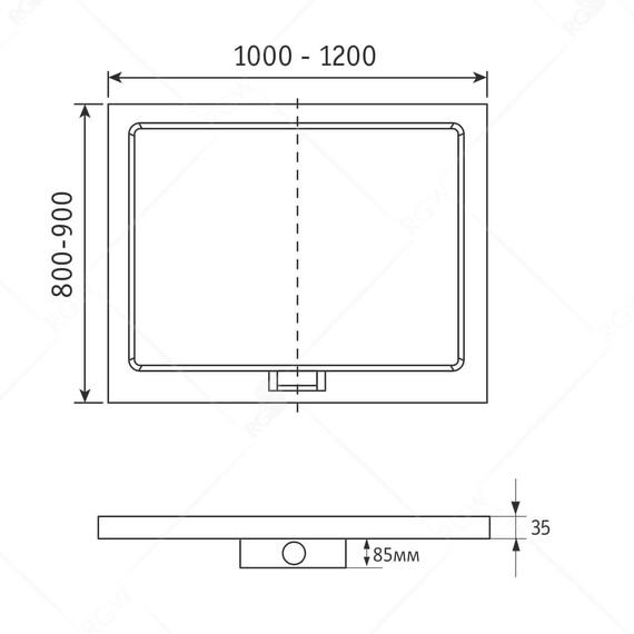 ДУШЕВОЙ ПОДДОН ПРЯМОУГОЛЬНЫЙ RGW GWS-21