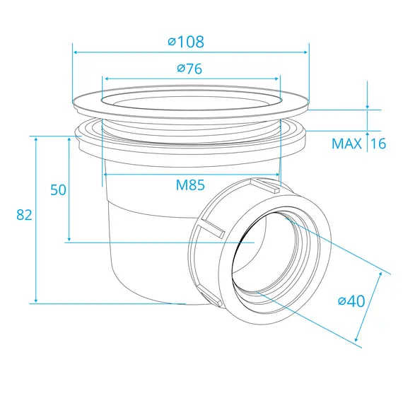 СИФОН ДЛЯ ДУШЕВЫХ ПОДДОНОВ RGW S-010 90 ММ