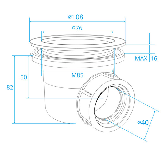 СИФОН ДЛЯ ДУШЕВЫХ ПОДДОНОВ RGW S-010-1 ВОЛНА ЧЕРНЫЙ 90 ММ
