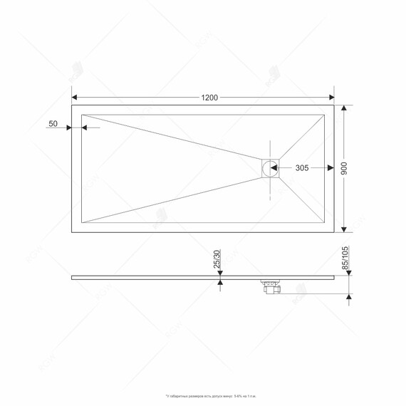 ДУШЕВОЙ ПОДДОН ПРЯМОУГОЛЬНЫЙ RGW ST-TR ТЕРРАКОТ