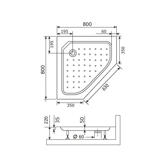 ДУШЕВОЙ ПОДДОН ТРАПЕЦИЯ RGW STYLE-TR