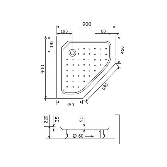 ДУШЕВОЙ ПОДДОН ТРАПЕЦИЯ RGW STYLE-TR