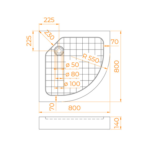 ДУШЕВОЙ ПОДДОН ПОЛУКРУГЛЫЙ RGW SMC/R W БЕЛЫЙ (УЦЕНКА)
