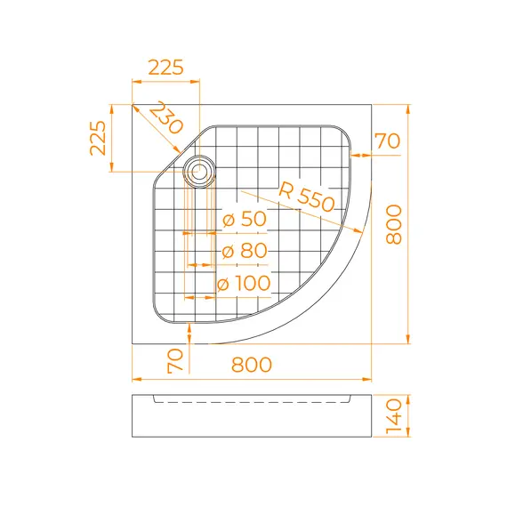 ДУШЕВОЙ ПОДДОН ПОЛУКРУГЛЫЙ RGW SMC/R W БЕЛЫЙ (УЦЕНКА)