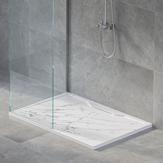 ДУШЕВОЙ ПОДДОН ПРЯМОУГОЛЬНЫЙ RGW STE MW БЕЛЫЙ МРАМОР