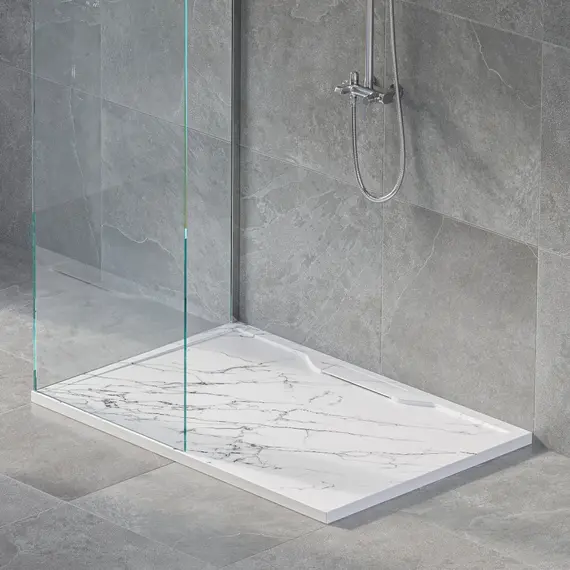 ДУШЕВОЙ ПОДДОН ПРЯМОУГОЛЬНЫЙ RGW STE MW БЕЛЫЙ МРАМОР