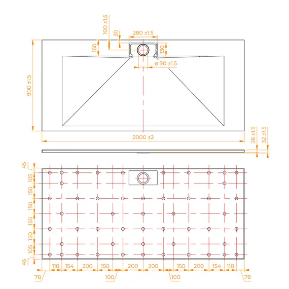 ДУШЕВОЙ ПОДДОН ПРЯМОУГОЛЬНЫЙ RGW TKS-GR СЕРЫЙ