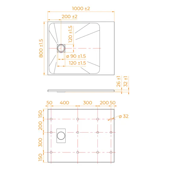 ДУШЕВОЙ ПОДДОН ПРЯМОУГОЛЬНЫЙ RGW TSS-W БЕЛЫЙ