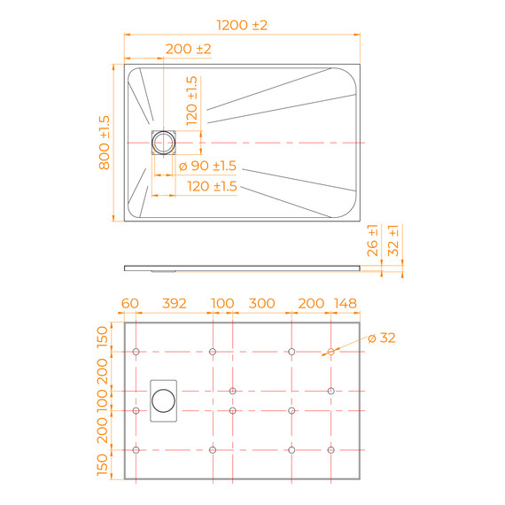ДУШЕВОЙ ПОДДОН ПРЯМОУГОЛЬНЫЙ RGW TSS-W БЕЛЫЙ