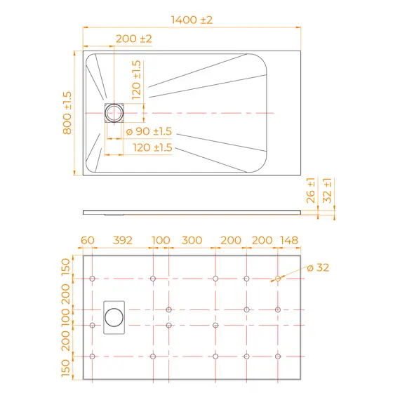 ДУШЕВОЙ ПОДДОН ПРЯМОУГОЛЬНЫЙ RGW TSS-W БЕЛЫЙ