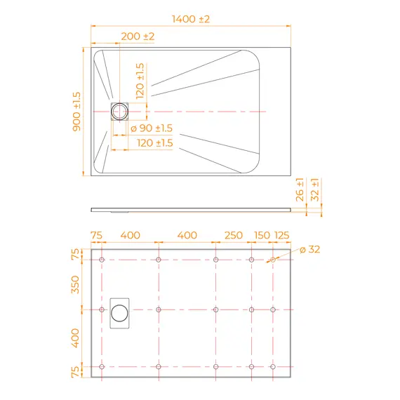 ДУШЕВОЙ ПОДДОН ПРЯМОУГОЛЬНЫЙ RGW TSS-W БЕЛЫЙ