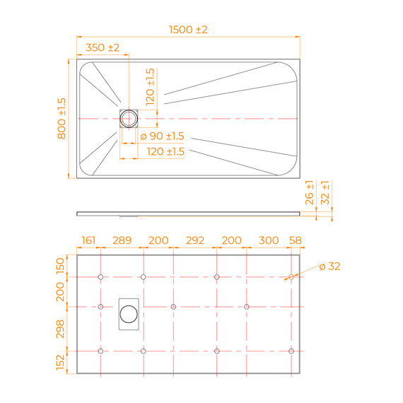 ДУШЕВОЙ ПОДДОН ПРЯМОУГОЛЬНЫЙ RGW TSS-W БЕЛЫЙ