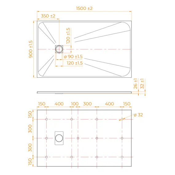 ДУШЕВОЙ ПОДДОН ПРЯМОУГОЛЬНЫЙ RGW TSS-W БЕЛЫЙ