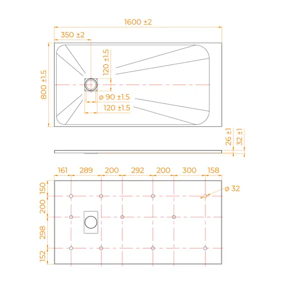 ДУШЕВОЙ ПОДДОН ПРЯМОУГОЛЬНЫЙ RGW TSS-W БЕЛЫЙ