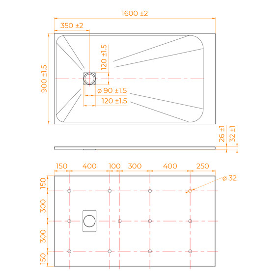 ДУШЕВОЙ ПОДДОН ПРЯМОУГОЛЬНЫЙ RGW TSS-W БЕЛЫЙ