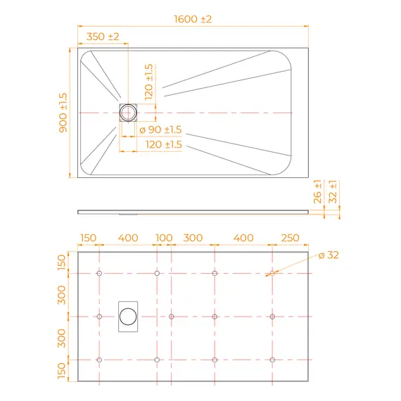 ДУШЕВОЙ ПОДДОН ПРЯМОУГОЛЬНЫЙ RGW TSS-W БЕЛЫЙ